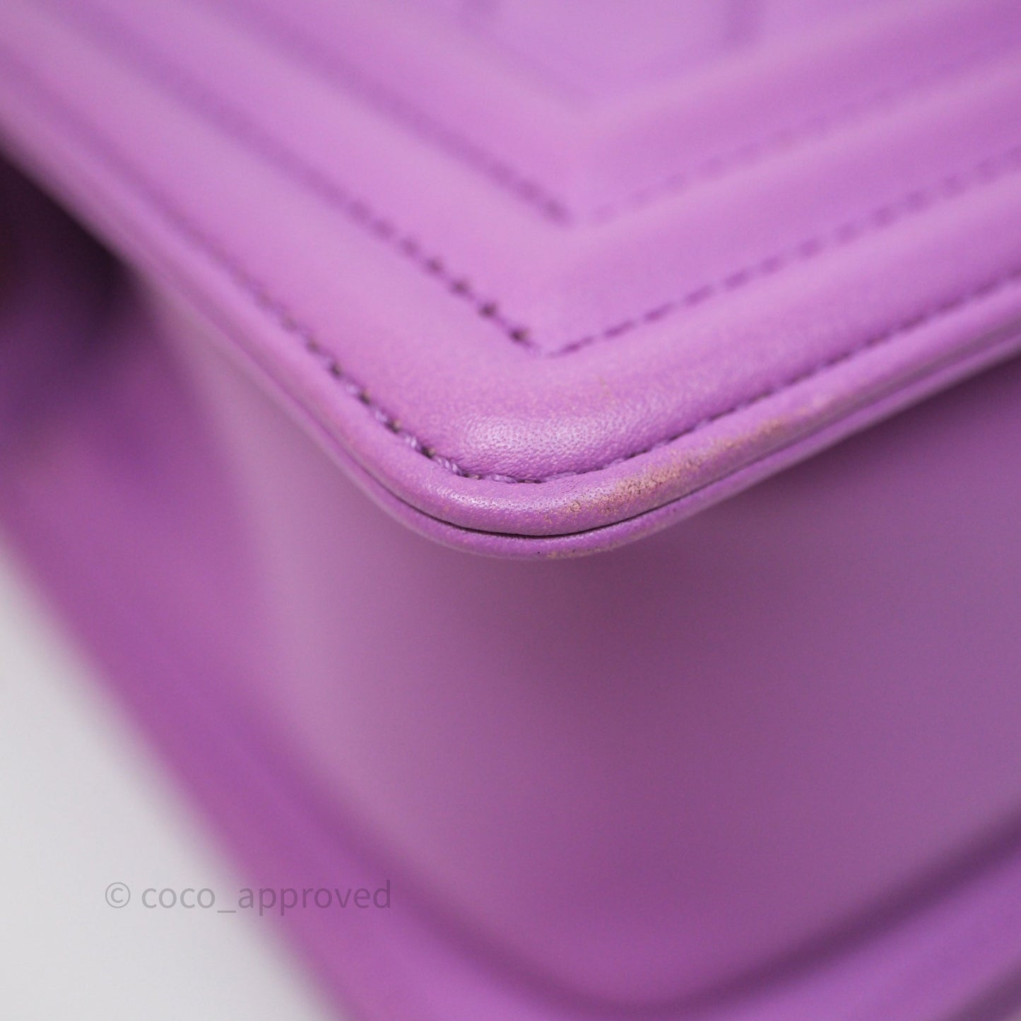 Chanel Chevron Small Boy Purple Calfskin Gold Hardware