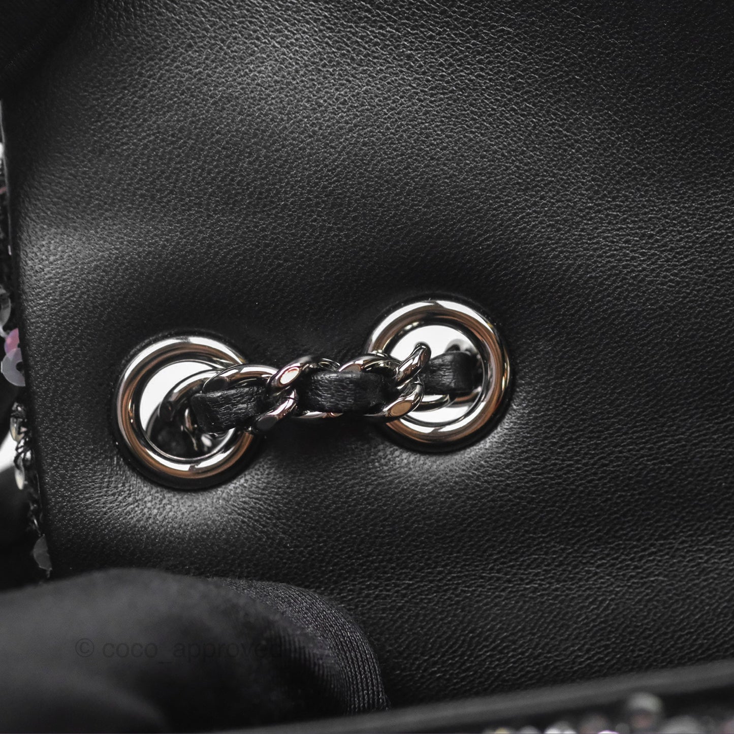 Chanel Flap Bag Sequin Black Silver Hardware 23S