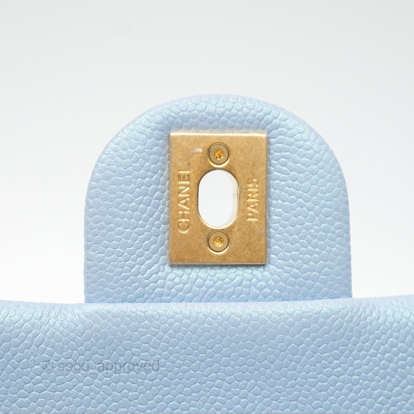 Chanel Quilted My Perfect Mini Iridescent Blue Caviar Aged Gold Hardware