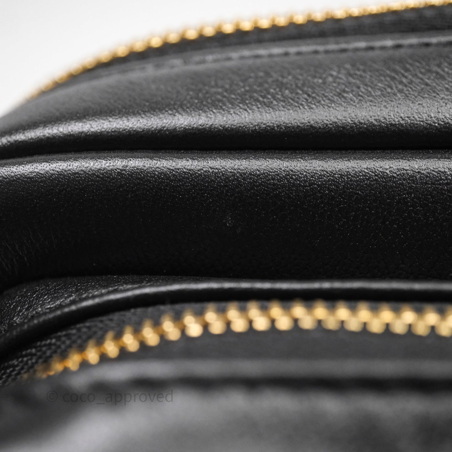 Chanel Small Camera Case Quilted Black Calfskin Aged Gold Hardware 22C