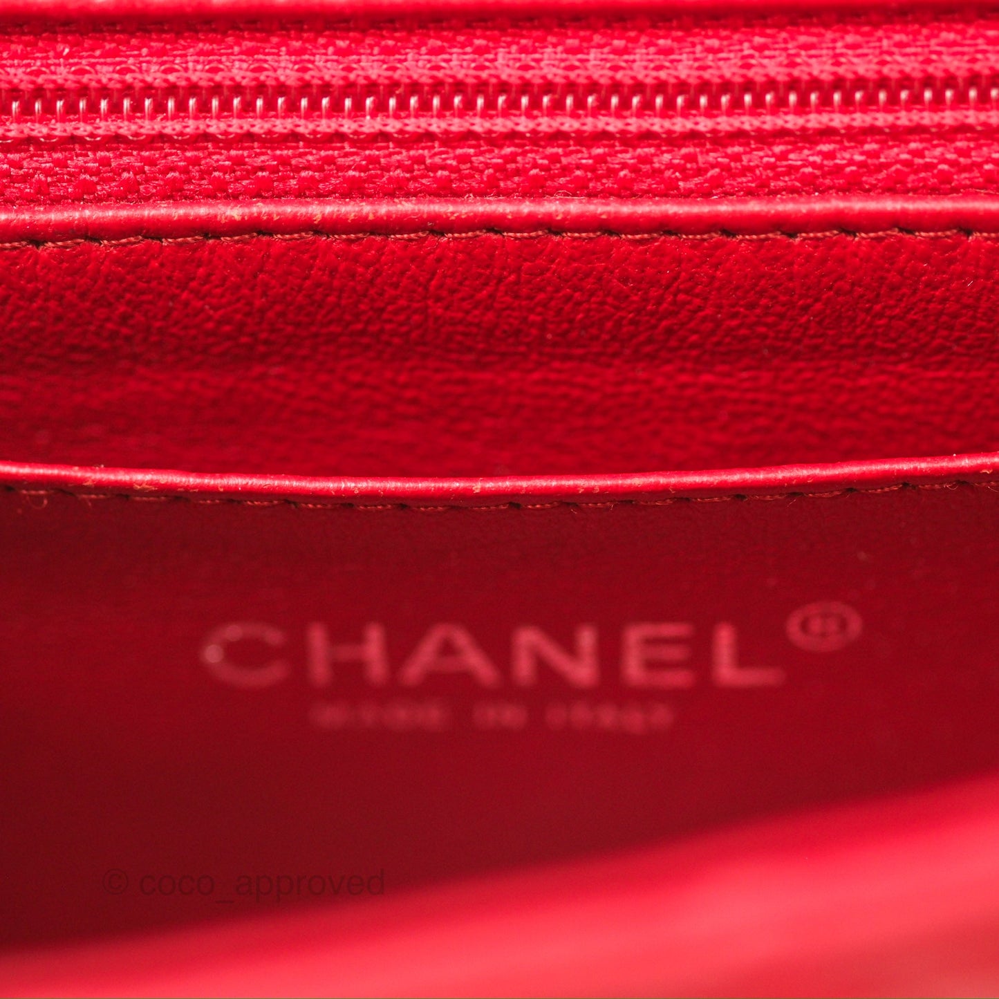 Chanel Quilted Mini Rectangular Flap Red Lambskin Silver Hardware