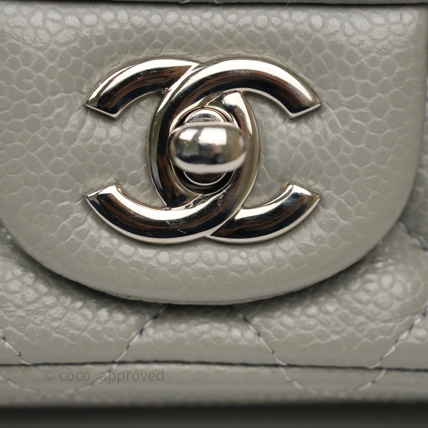 Chanel Extra Mini Rectangular Flap Quilted Light Grey Caviar Silver Hardware