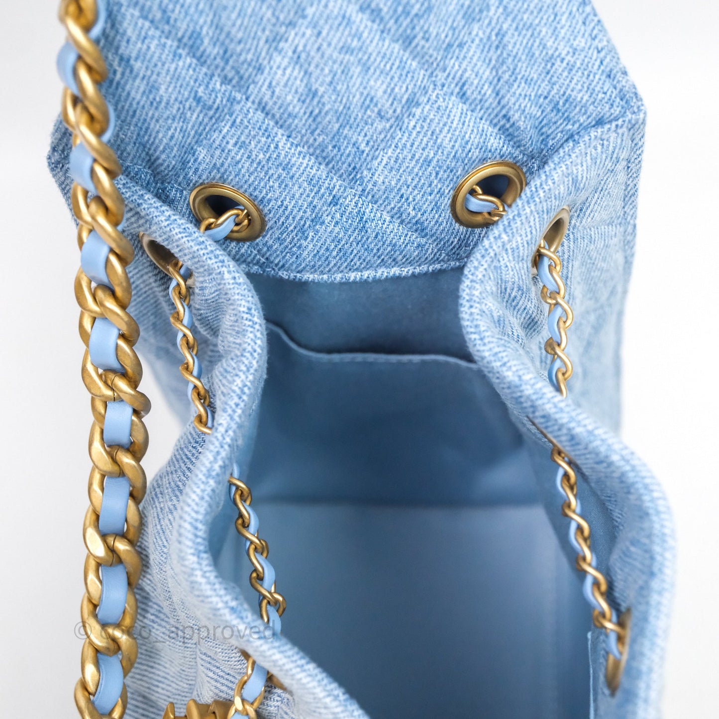 Chanel 25 Small Hobo Blue Washed Denim Aged Gold Hardware