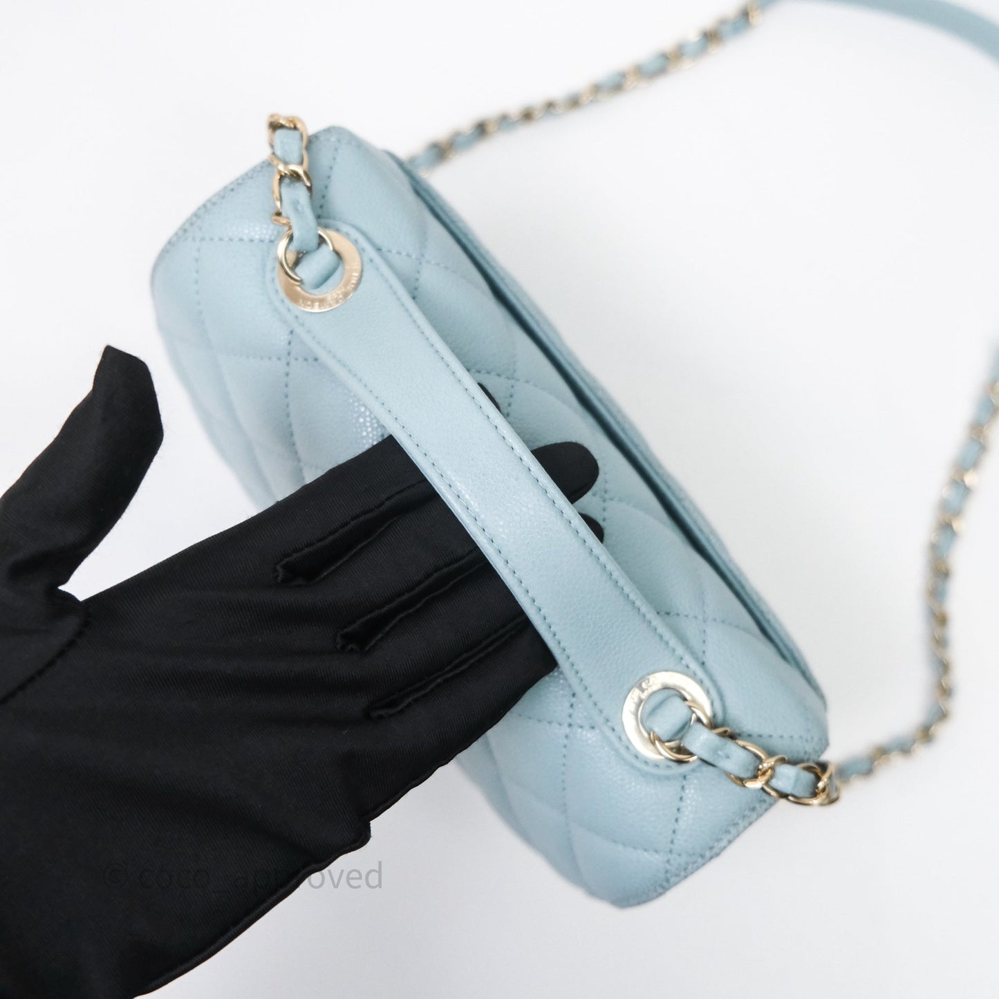 Chanel Quilted Medium Business Affinity Flap Blue Caviar Gold Hardware
