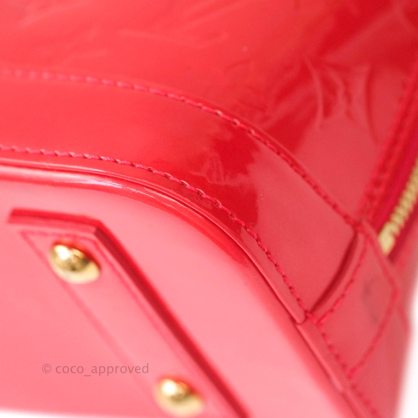 Louis Vuitton Alma BB Patent Red Gold Hardware