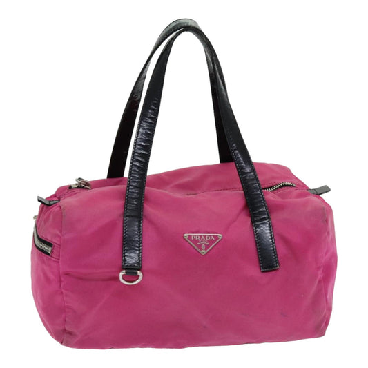 Luxury Prada Hand Bag Nylon Pink Silver  85465