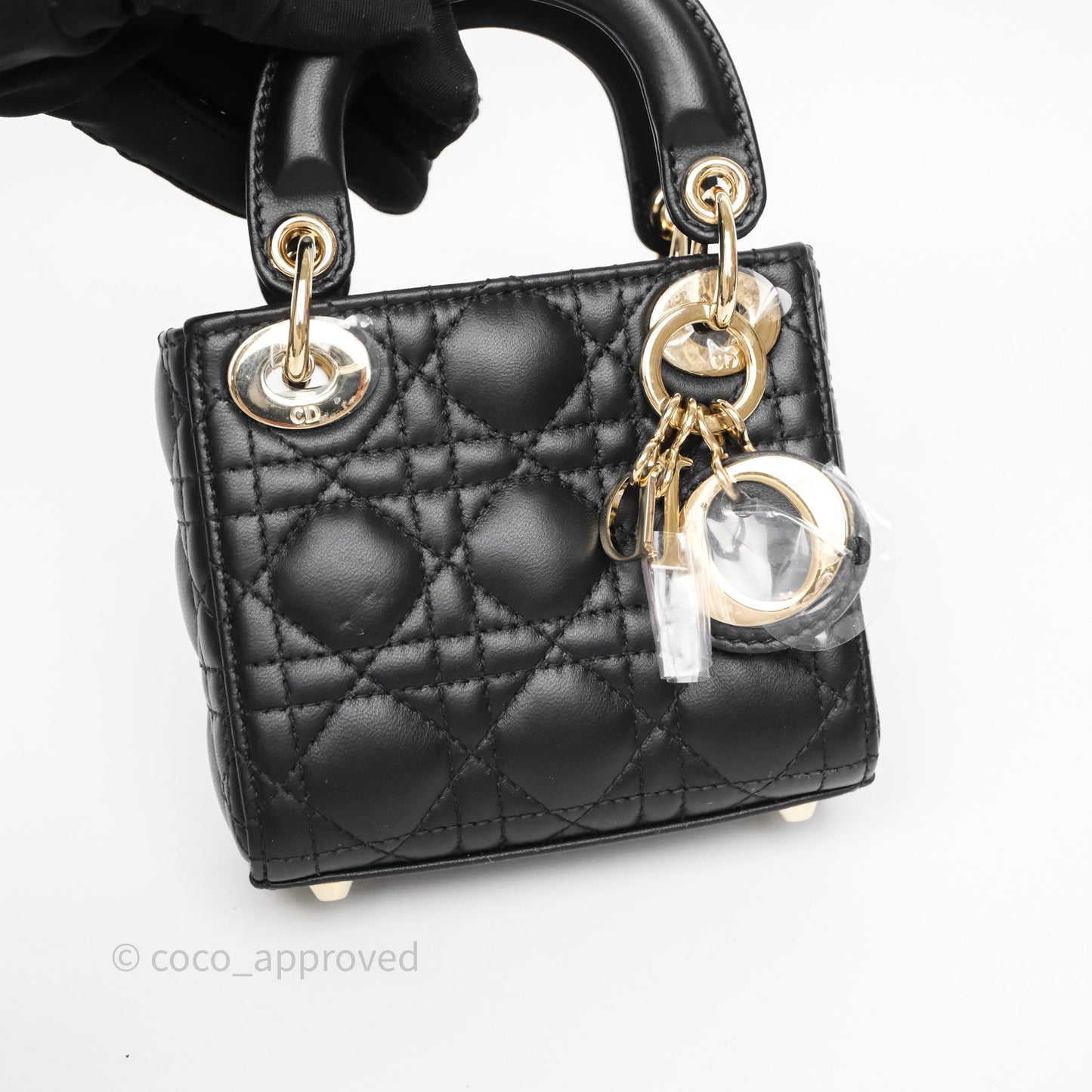 Christian Dior Micro Lady Dior Cannage Black Lambskin Gold Hardware