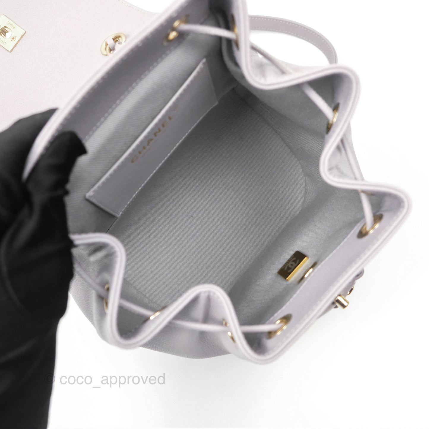 Chanel Mini Business Affinity Backpack Grey Caviar Gold Hardware 22B