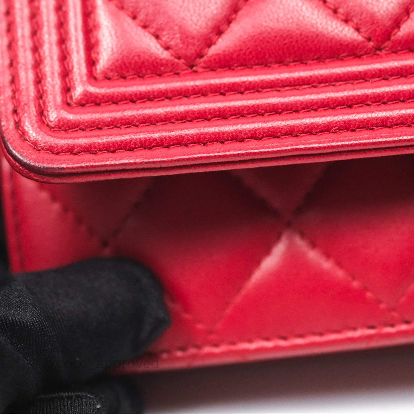 Chanel Boy Wallet on Chain WOC Red Lambskin Ruthenium Hardware