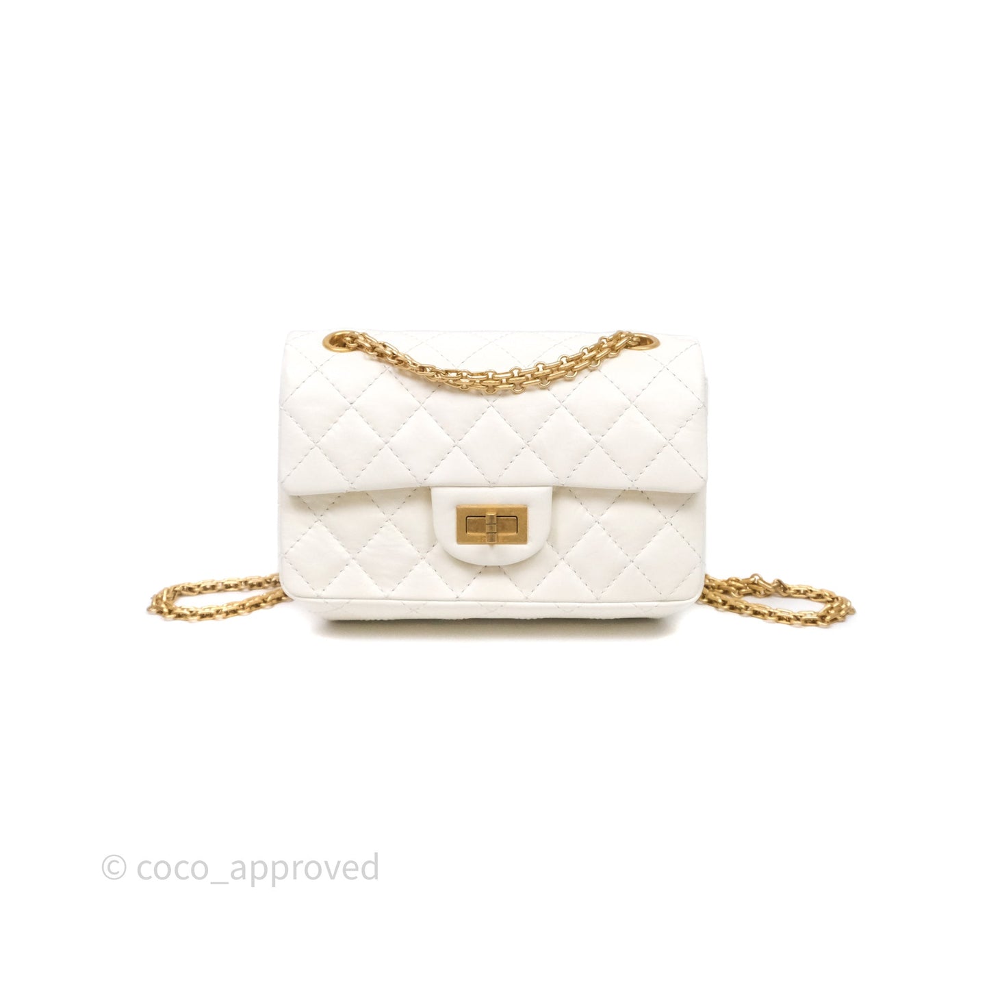 Chanel Mini Reissue 224 White Calfskin Aged Gold Hardware