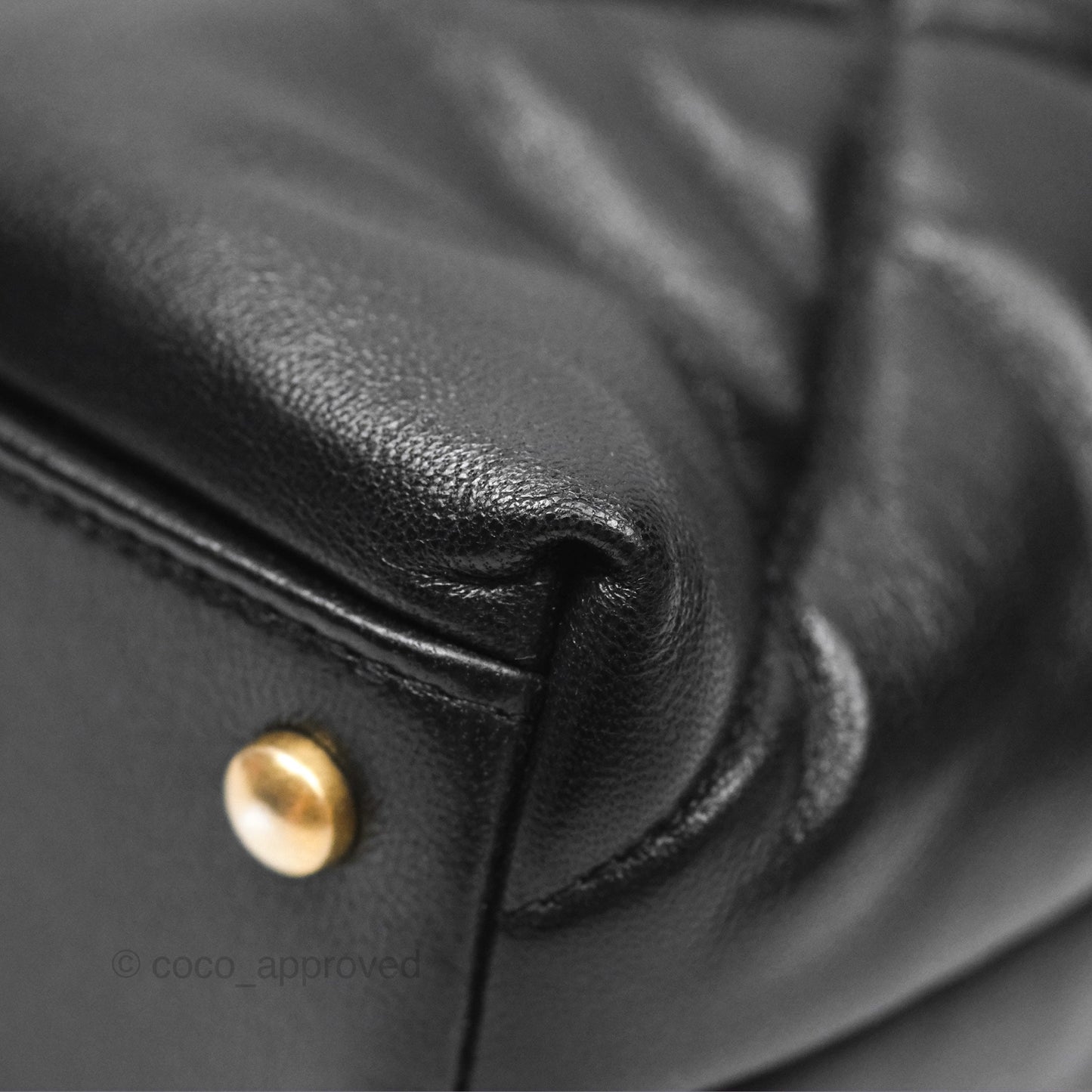 Chanel Small Quilted Bowling Bag Black Lambskin Aged Gold Hardware