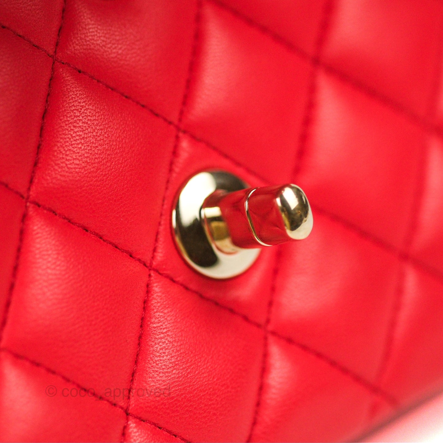 Chanel Classic M/L Medium Flap Quilted Red Lambskin Gold Hardware