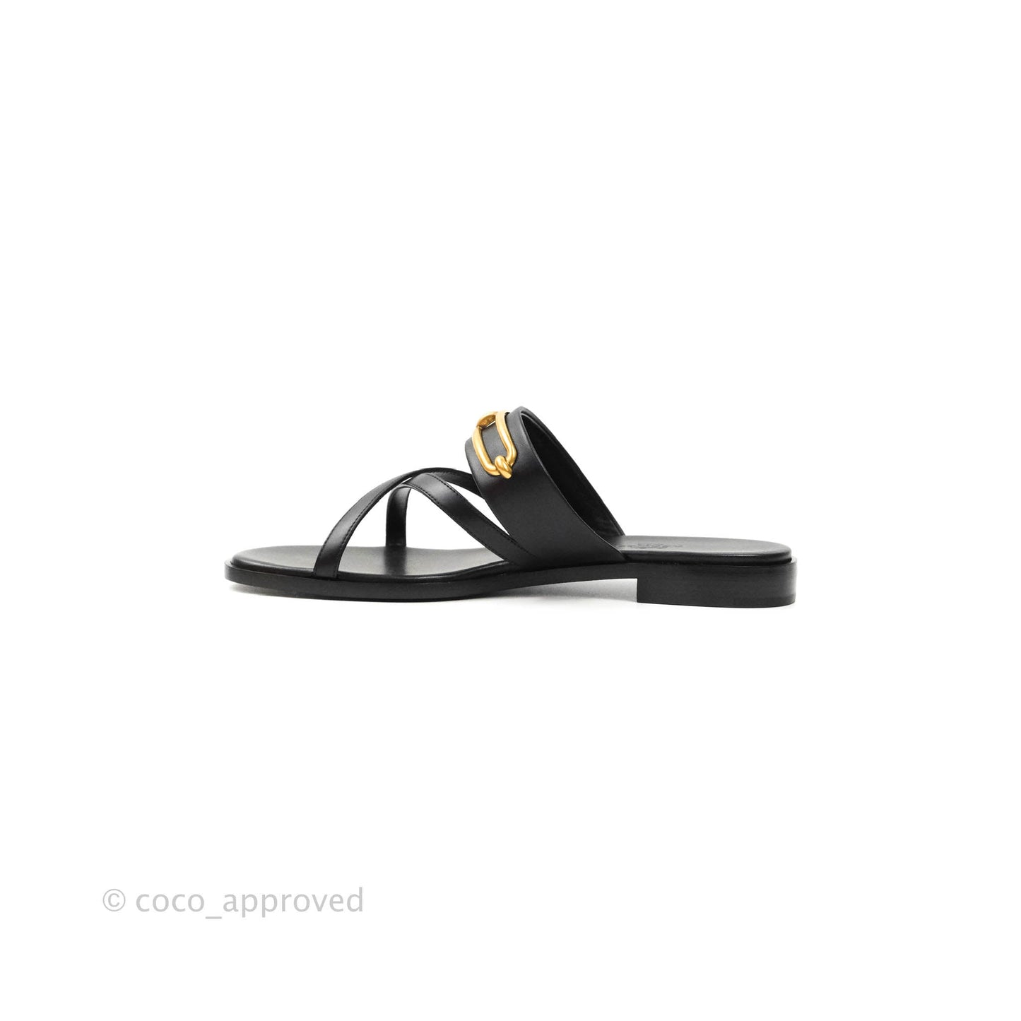 Hermès Claire Cross Flat Sandals in Black Size 38