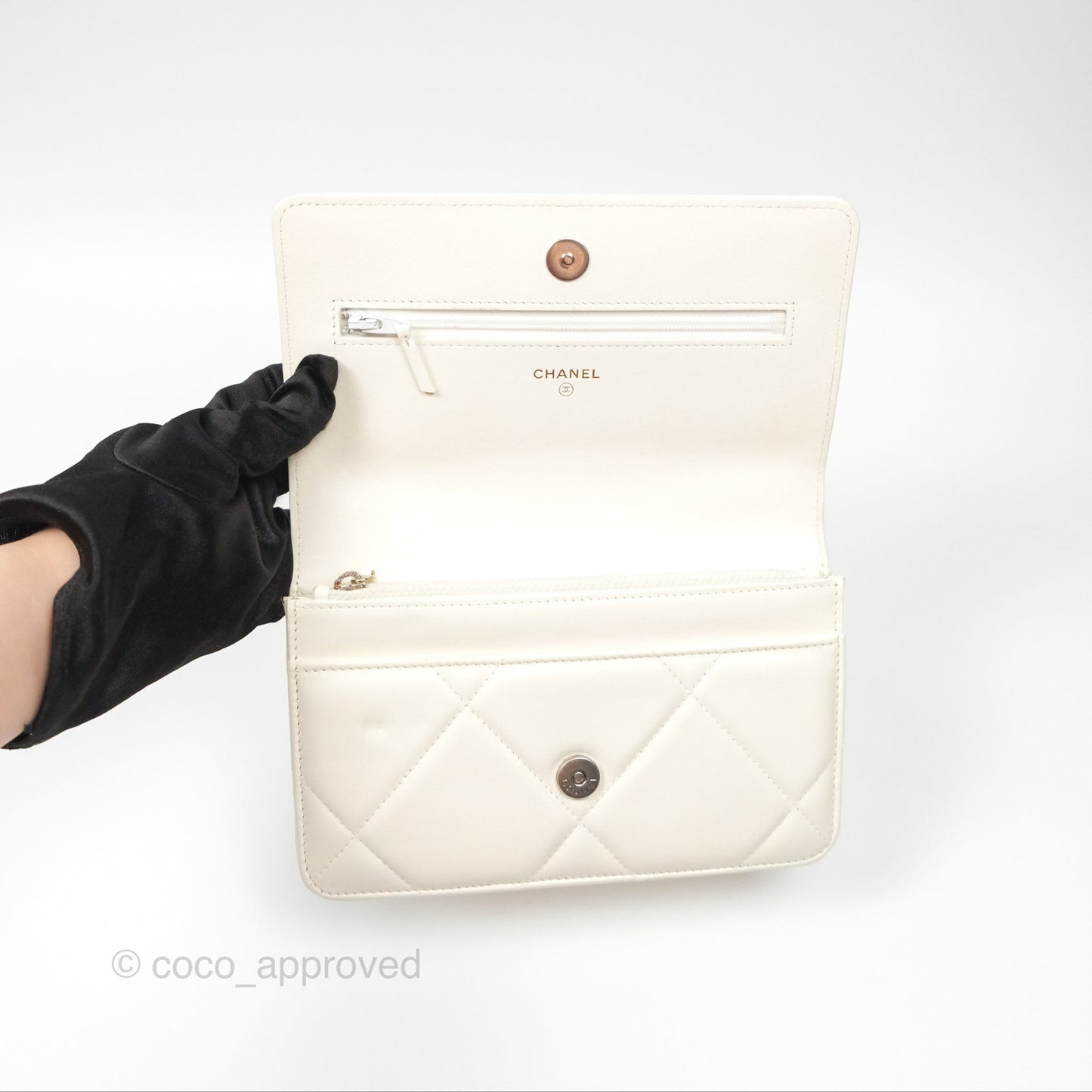 Chanel 19 Wallet on Chain WOC White Mixed Hardware