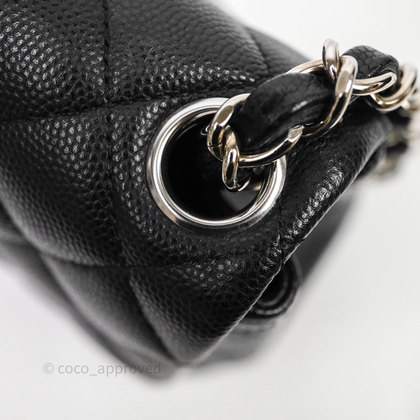 Chanel Mini Square Quilted Black Caviar Silver Hardware
