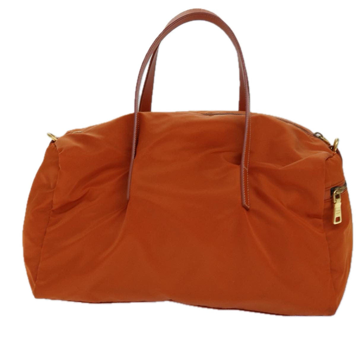 Luxury Prada Hand Bag Nylon 2way Orange Gold  85539
