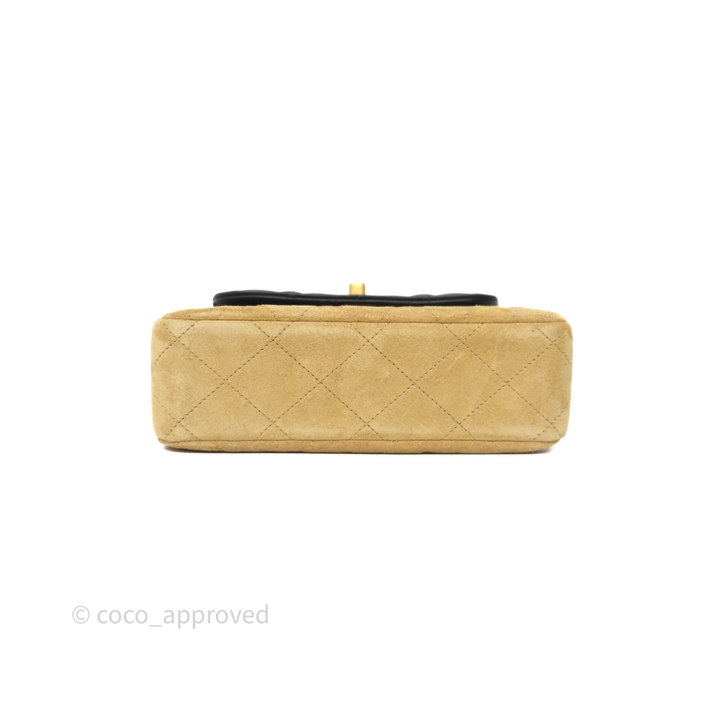 Chanel Mini Flap Bag Camel Suede/ Black Lambskin Gold Hardware
