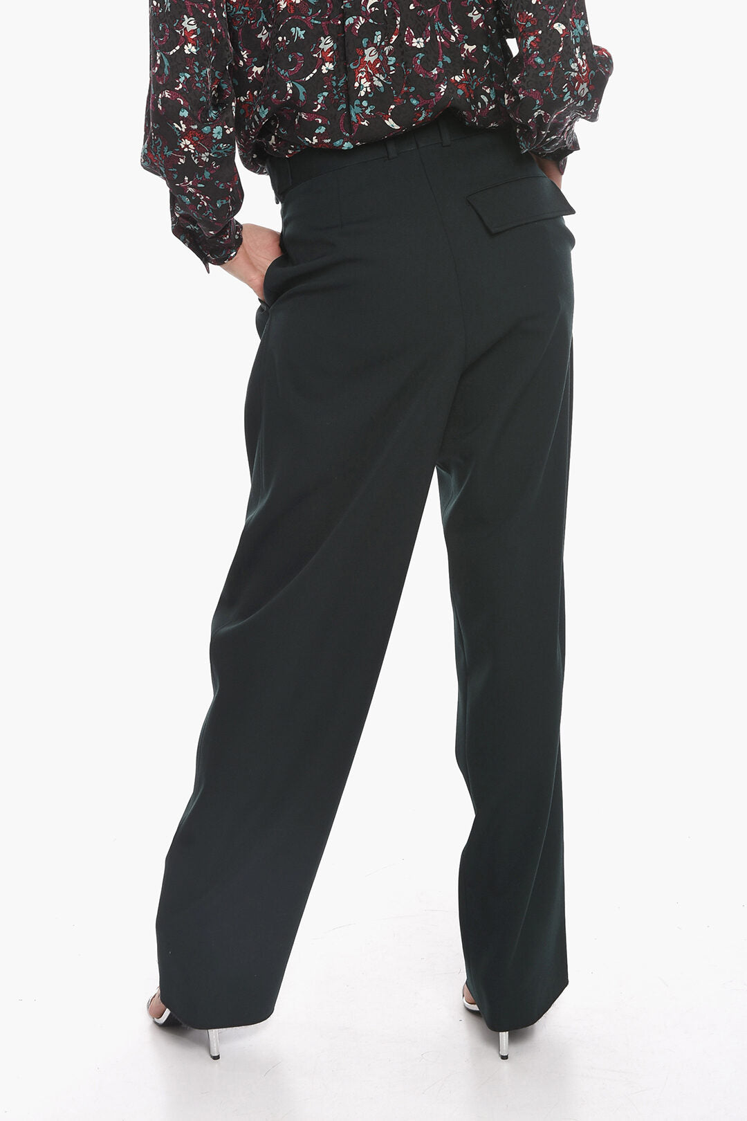 Luxury Bottega Veneta Gros-grain Wool Tailored Pants with Single Pleat
