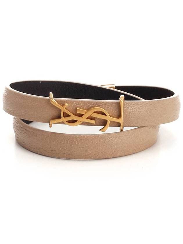 Luxury Saint Laurent Monogram Logo Bracelet Beige