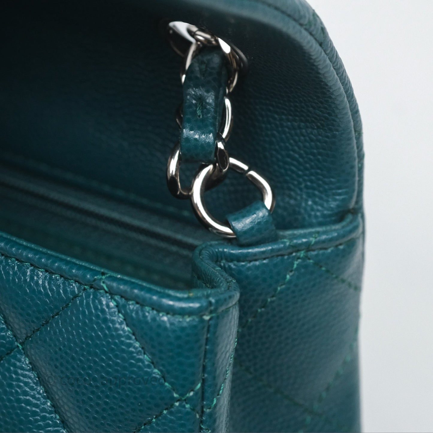 Chanel Quilted Mini Rectangular Green Caviar Silver Hardware
