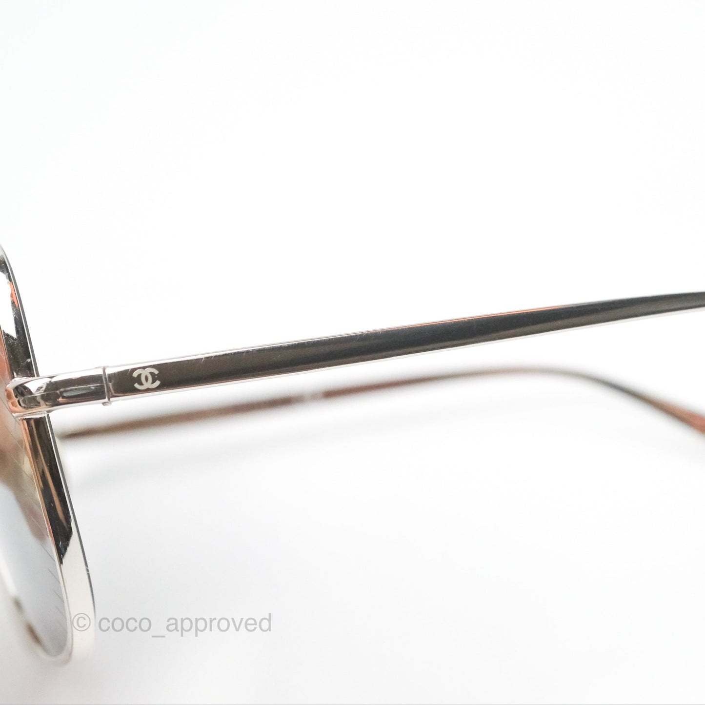 Chanel Gradient Lenses Square Sunglasses Silver Tone