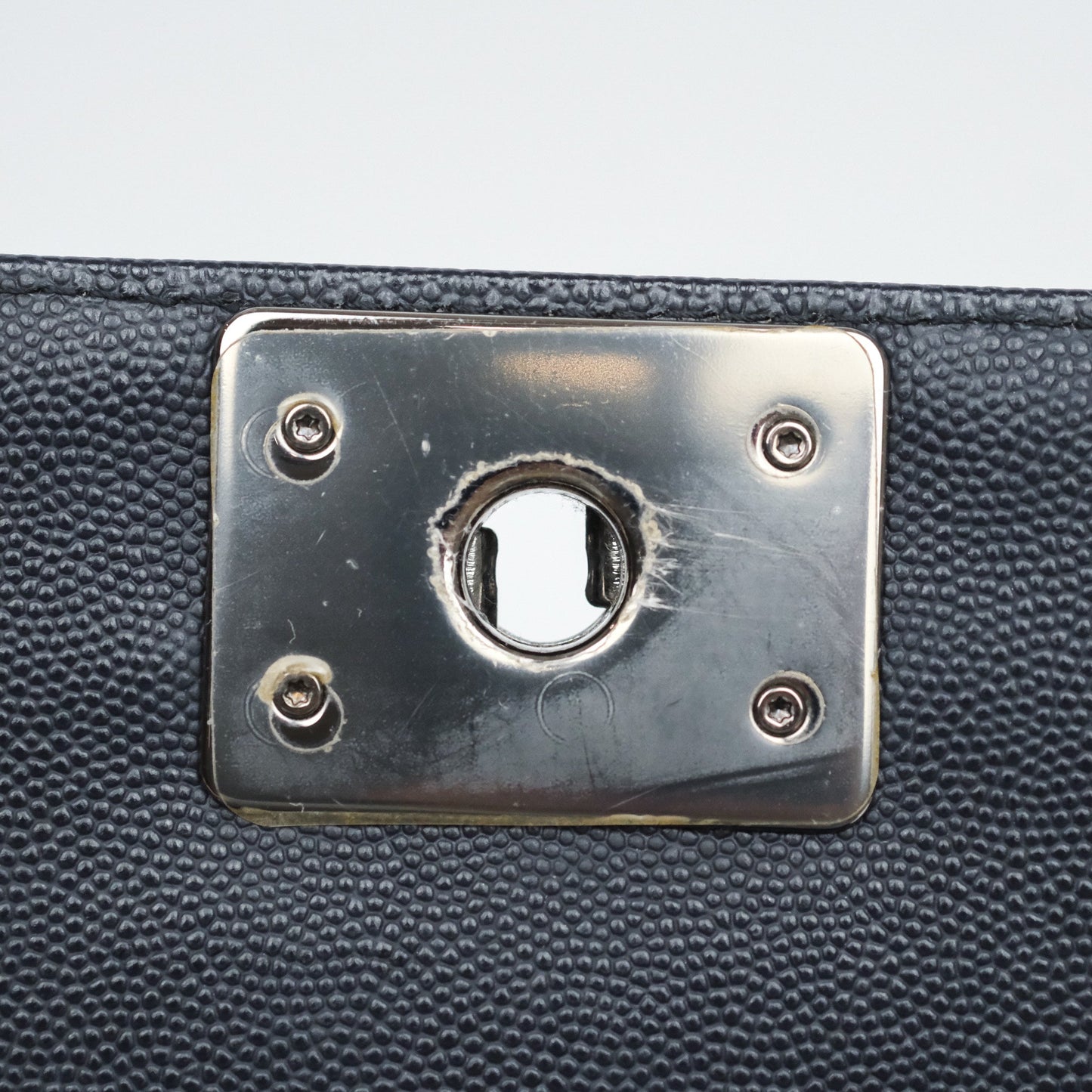 Chanel Medium Boy Chevron Dark Navy Caviar Silver Hardware