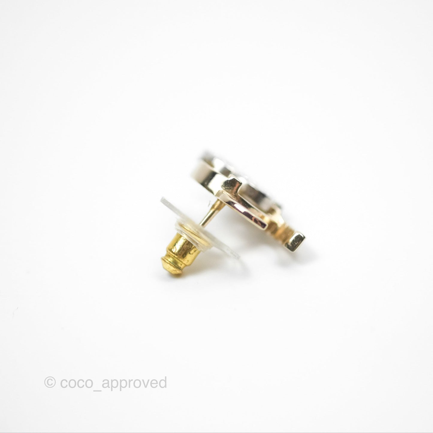 Chanel Double Crystal CC Earrings Silver & Gold Tone 21A