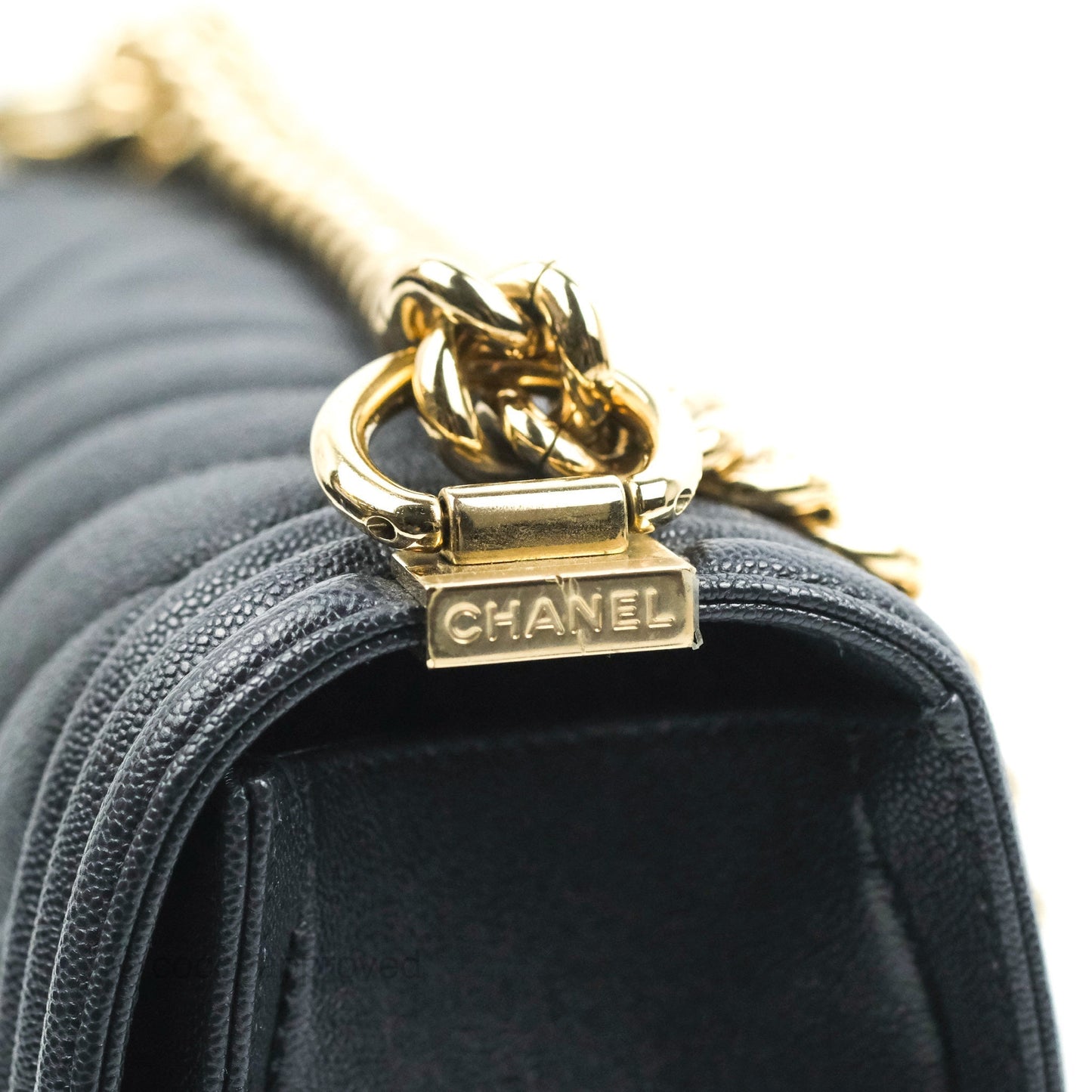 Chanel Chevron Medium Boy Dark Navy Caviar Gold Hardware