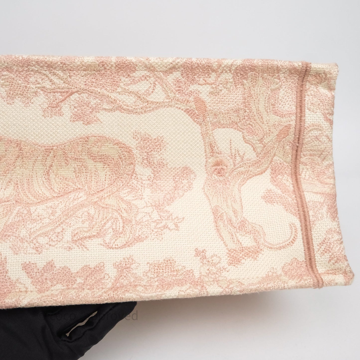Christian Dior Medium Book Tote Ecru and Pink Toile de Jouy Embroidery