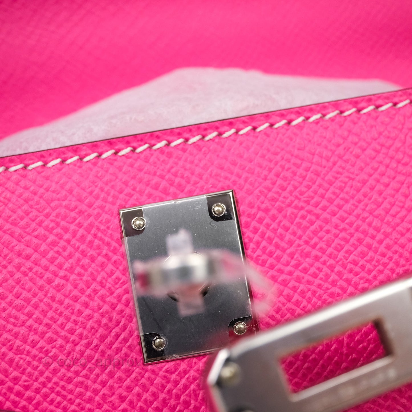 Hermès Kelly Pochette Clutch Rose Tyrien Epsom Palladium Hardware
