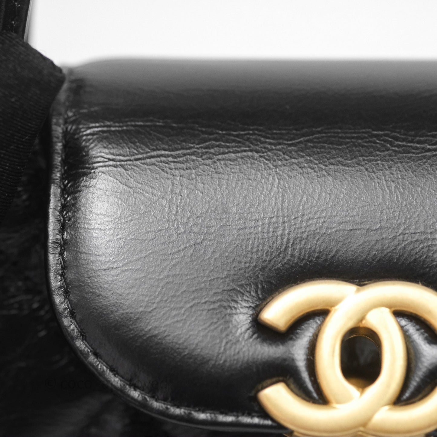 Chanel Kelly Bag Quilted Black Shiny Crumpled Calfskin Aged Gold Hardware