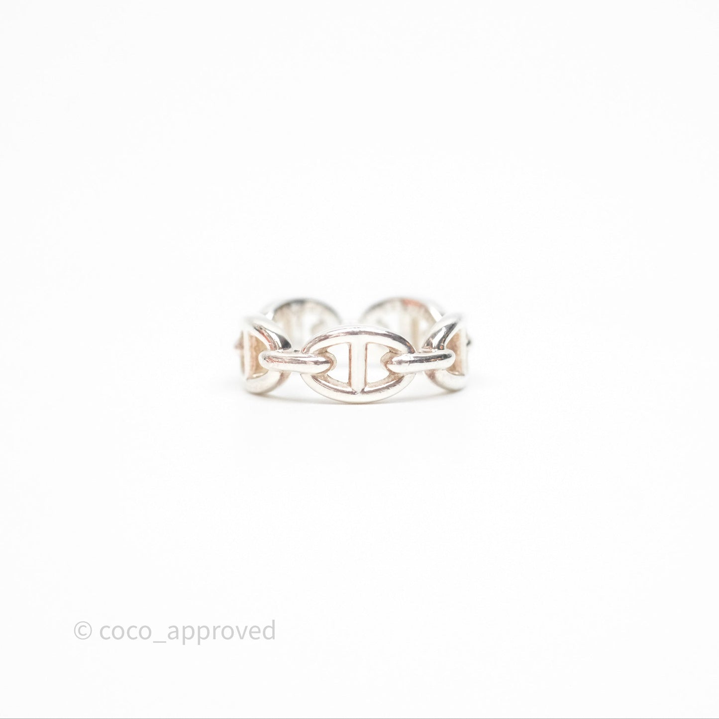 Hermès Sterling Silver PM Chaine d'Ancre Enchainee Band Ring 54