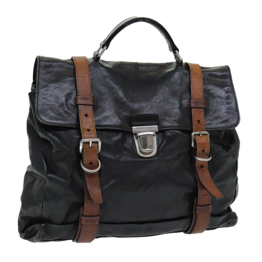 Luxury Prada Business Bag Leather Black Silver  85625