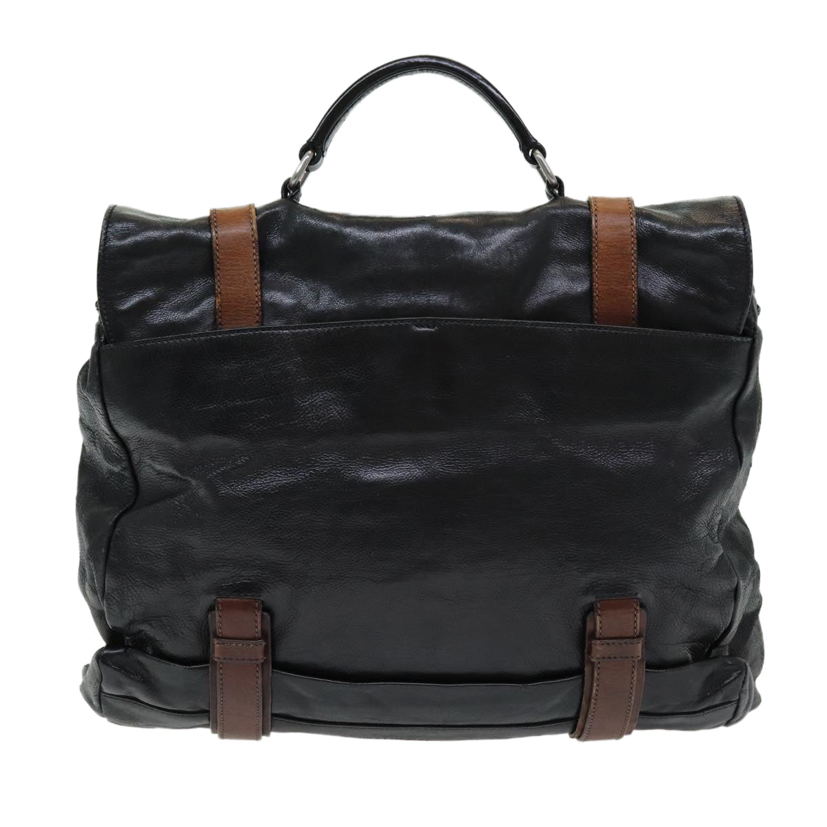Luxury Prada Business Bag Leather Black Silver  85625