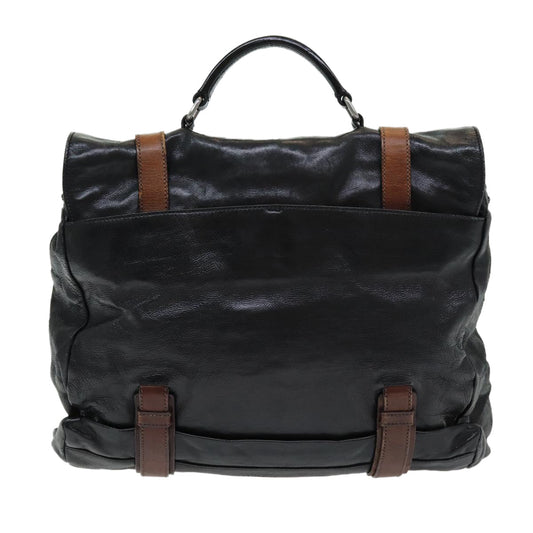 Luxury Prada Business Bag Leather Black Silver  85625