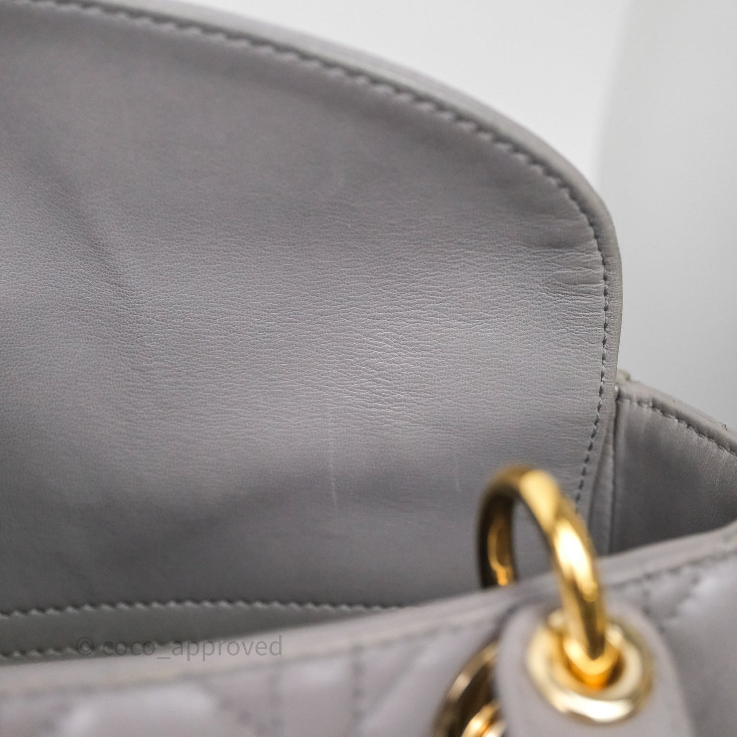 Christian Dior Small Lady Dior My ABCDior Bag Stone Gray Cannage Lambskin