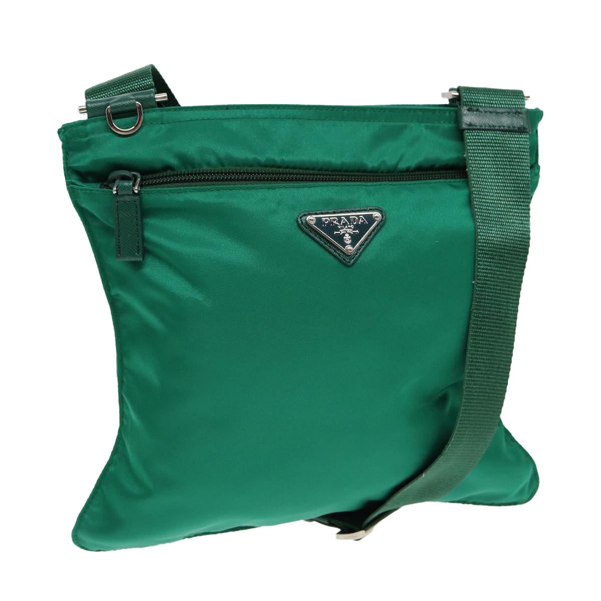Luxury Prada Shoulder Bag Nylon Green Silver  85632