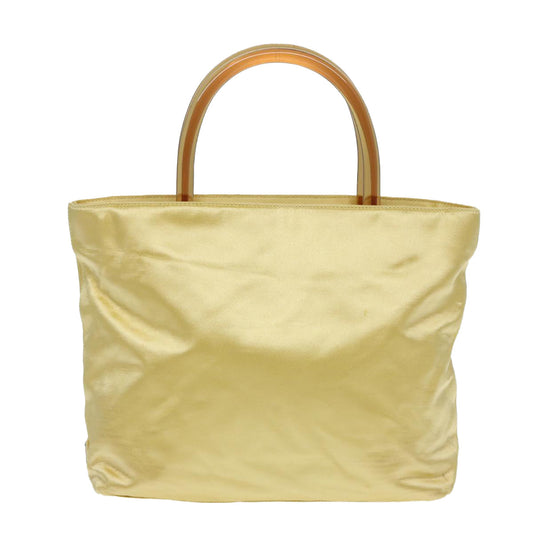 Luxury Prada Hand Bag Satin Yellow Silver  85633