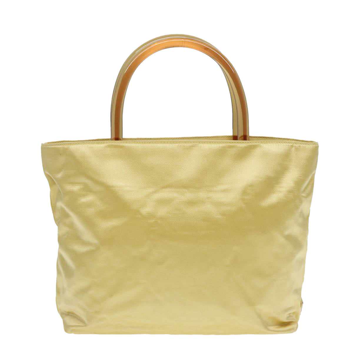 Luxury Prada Hand Bag Satin Yellow Silver  85633