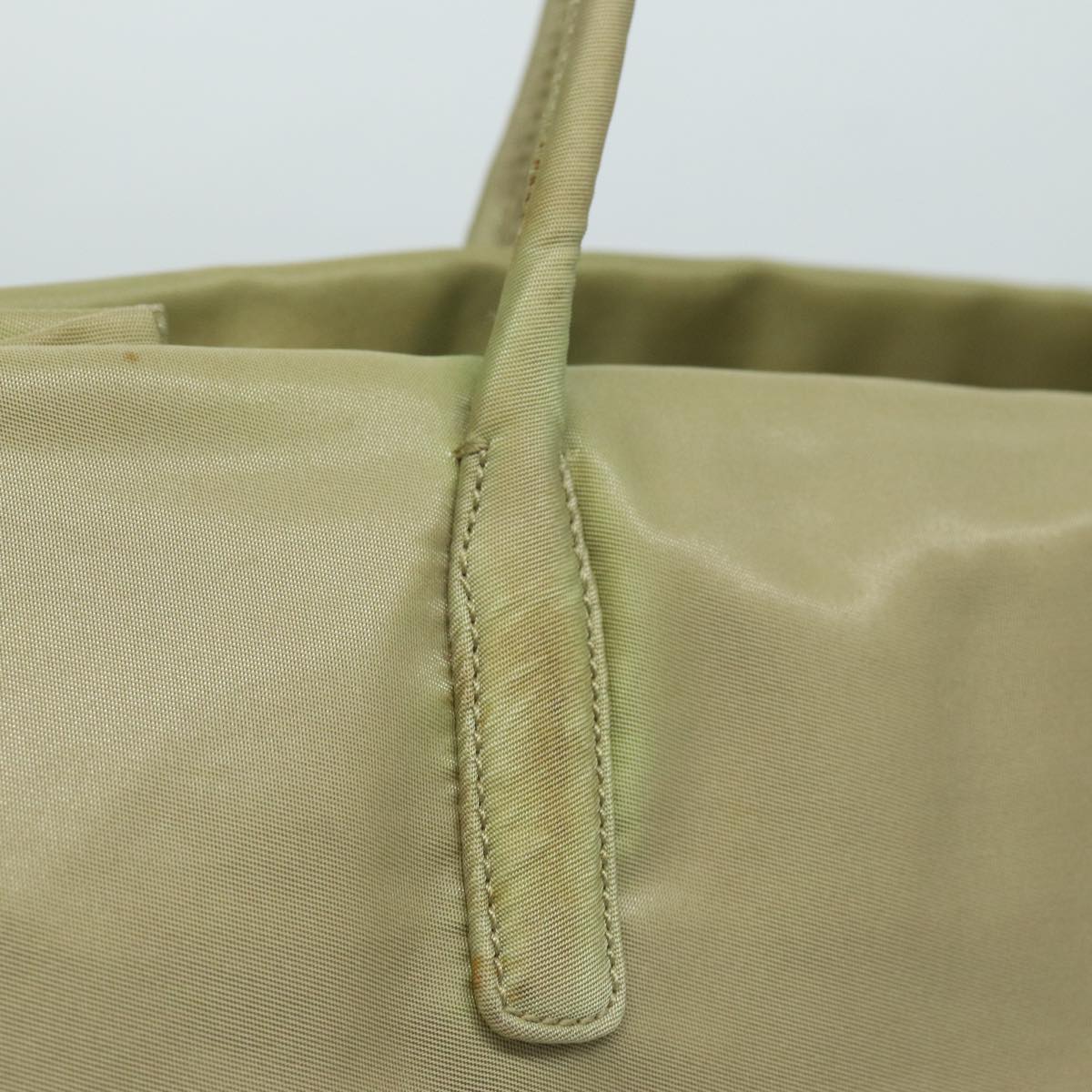 Luxury Prada Tote Bag Nylon Beige Silver  85635