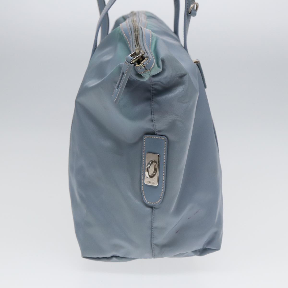 Luxury Prada Tote Bag Nylon Light Blue Silver  85637