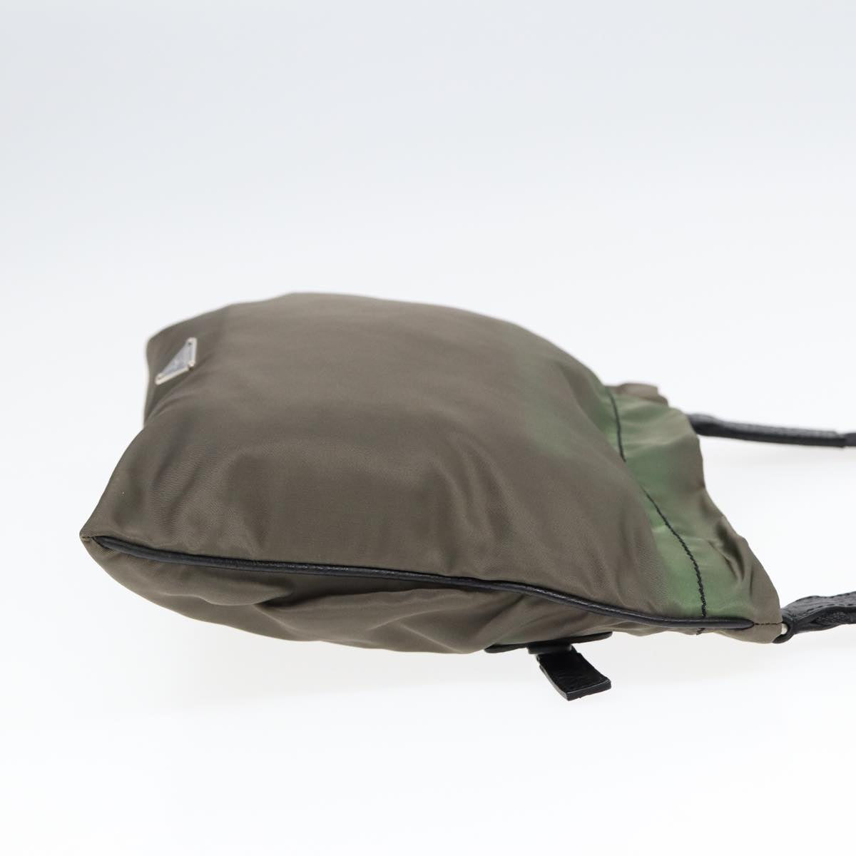 Luxury Prada Shoulder Bag Nylon Khaki Silver  85639
