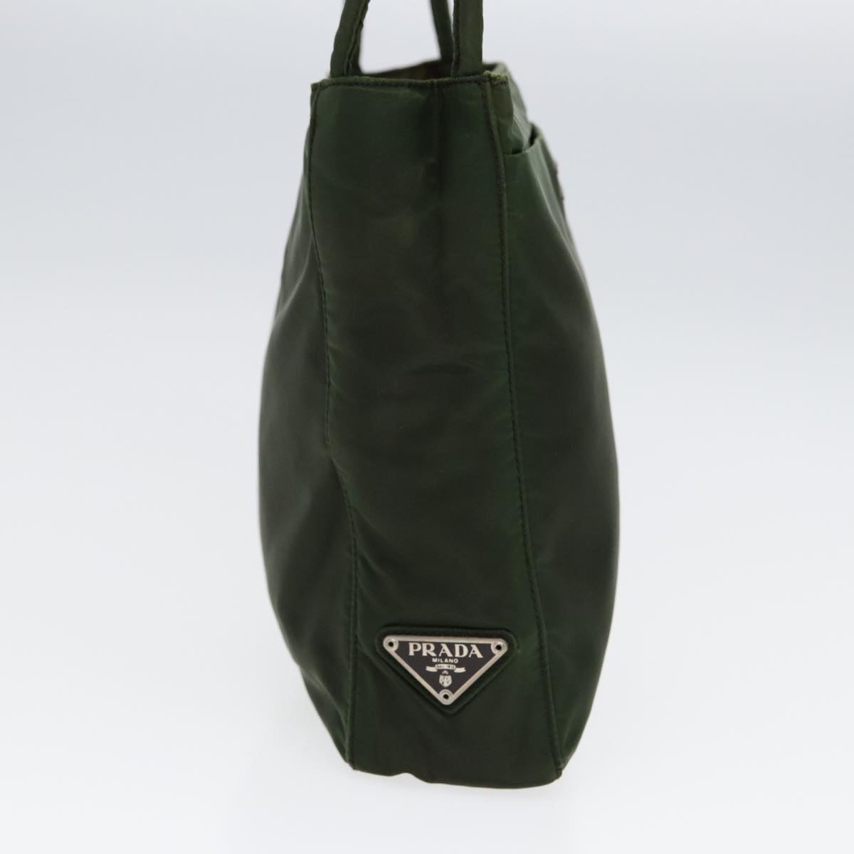 Luxury Prada Tote Bag Nylon Khaki Silver  85642