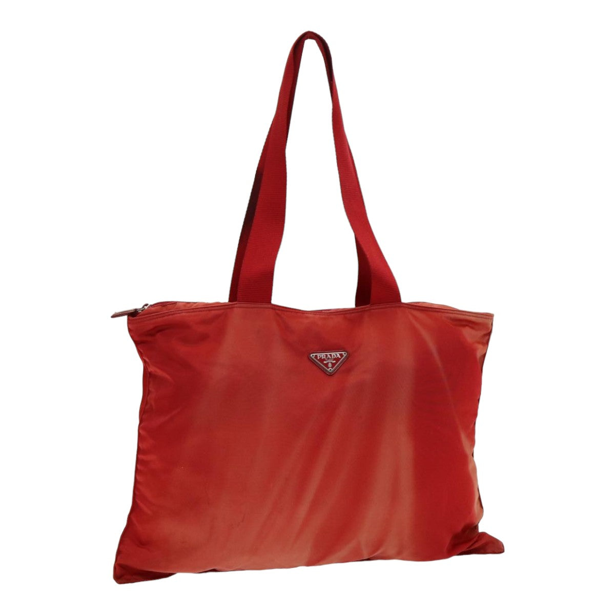 Luxury Prada Tote Bag Nylon Red Silver  85644