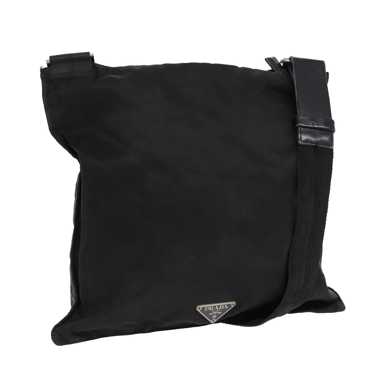 Luxury Prada Shoulder Bag Nylon Black Silver  85650