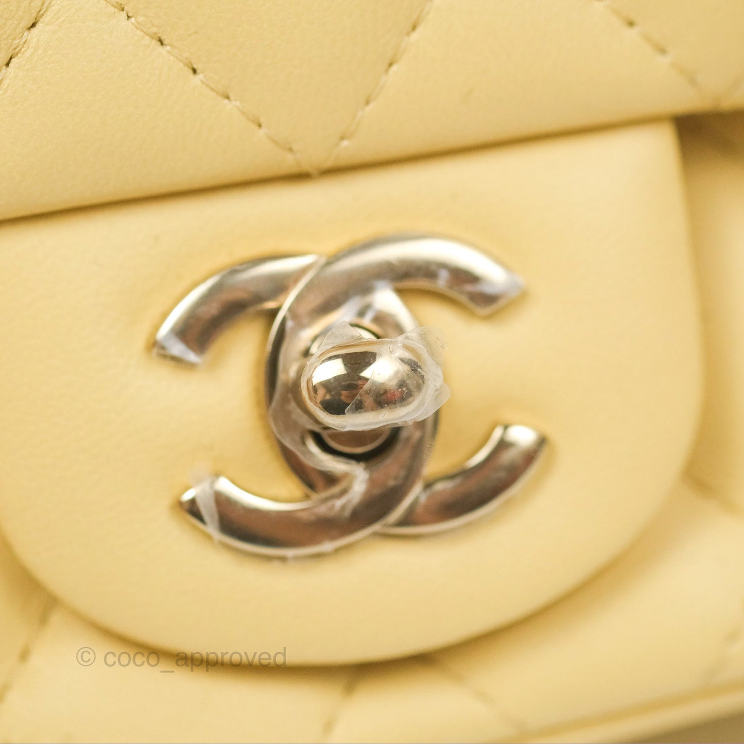 Chanel Mini Square Quilted Yellow Lambskin Gold Hardware