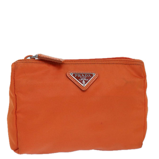 Luxury Prada Pouch Nylon Silver Orange  85656
