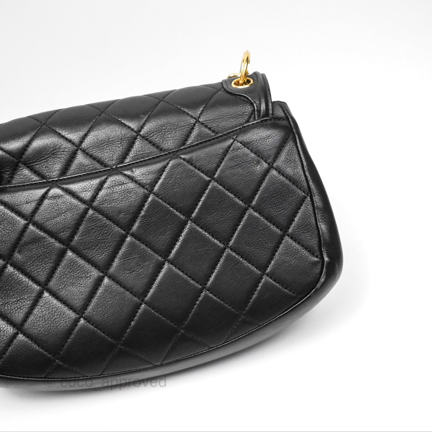Chanel Small Underline Saddle Flap Bag Black Calfskin Gold Hardware