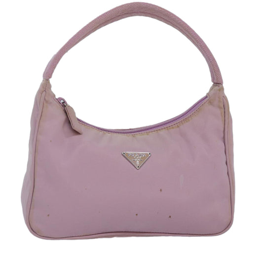 Luxury Prada Hand Bag Nylon Pink Silver  85665