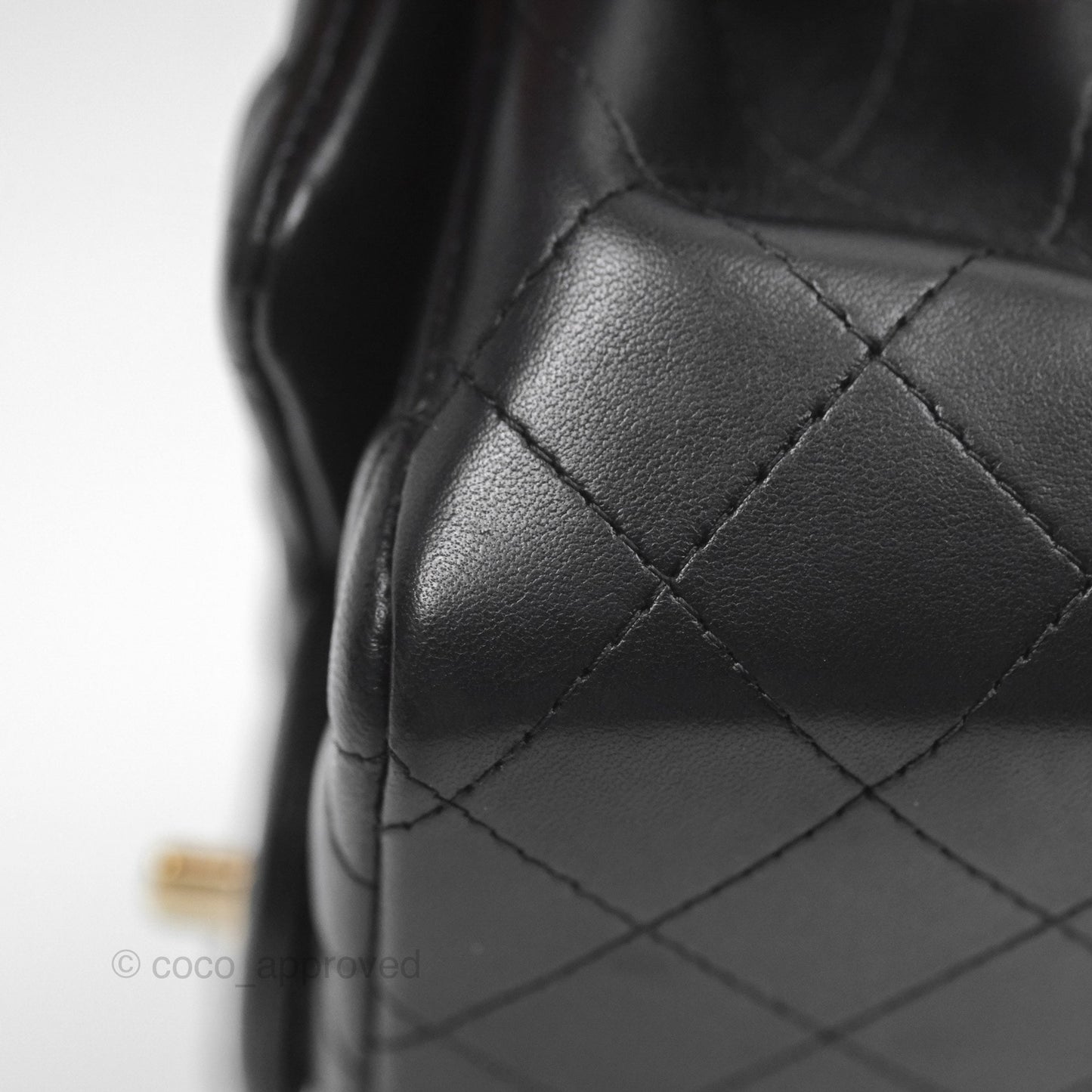 Chanel Quilted Mini Square Flap Black Lambskin Gold Hardware